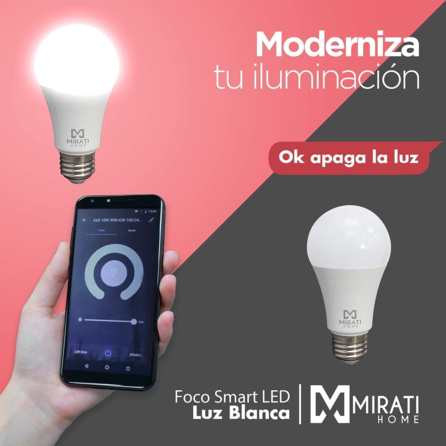 Foto 3 pulgar | Foco Smart Led de 10 W, Mirati Home Mfw1, Luz Blanca, 2.4 Ghz, Compatible con Alexa y Google Assistant