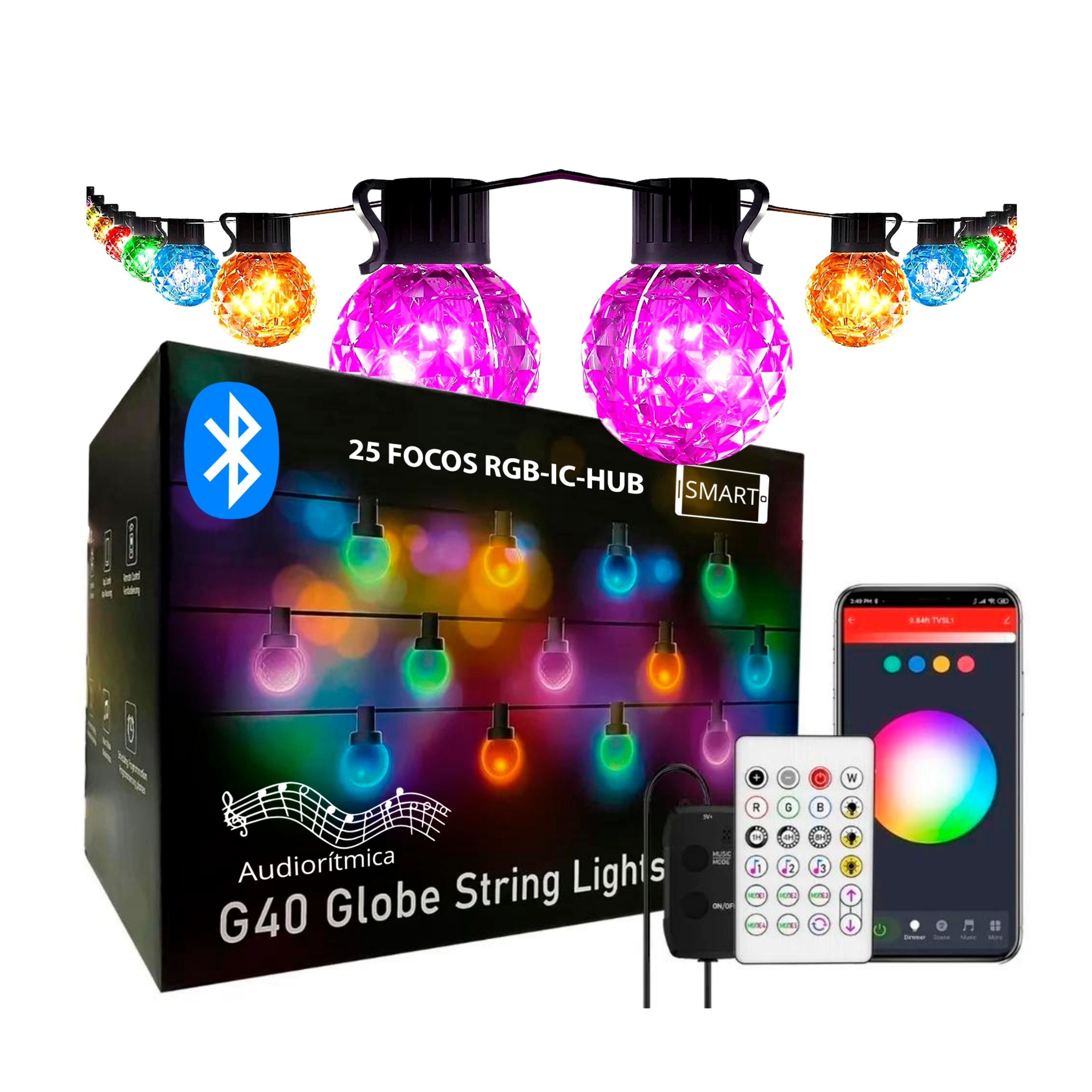 Foto 2 pulgar | Serie De 25 Focos Led Multicolor RGB Ic Hub Smart Bluetooth Con App Audiorítmica Dosyu Bwsl11 5 Metros