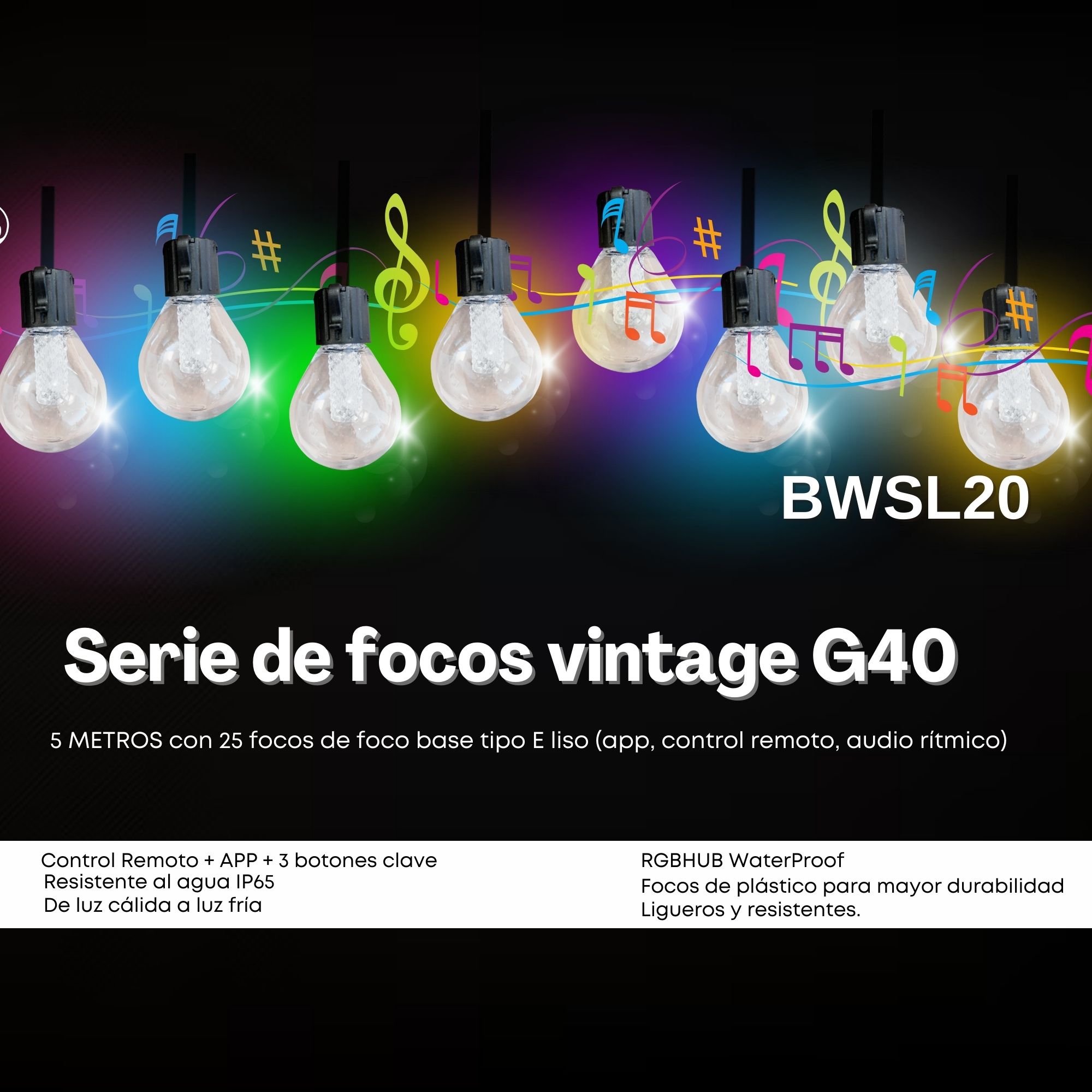 Foto 3 pulgar | Serie de 25 Focos Led Multicolor Dosyu Bwsl20 15m