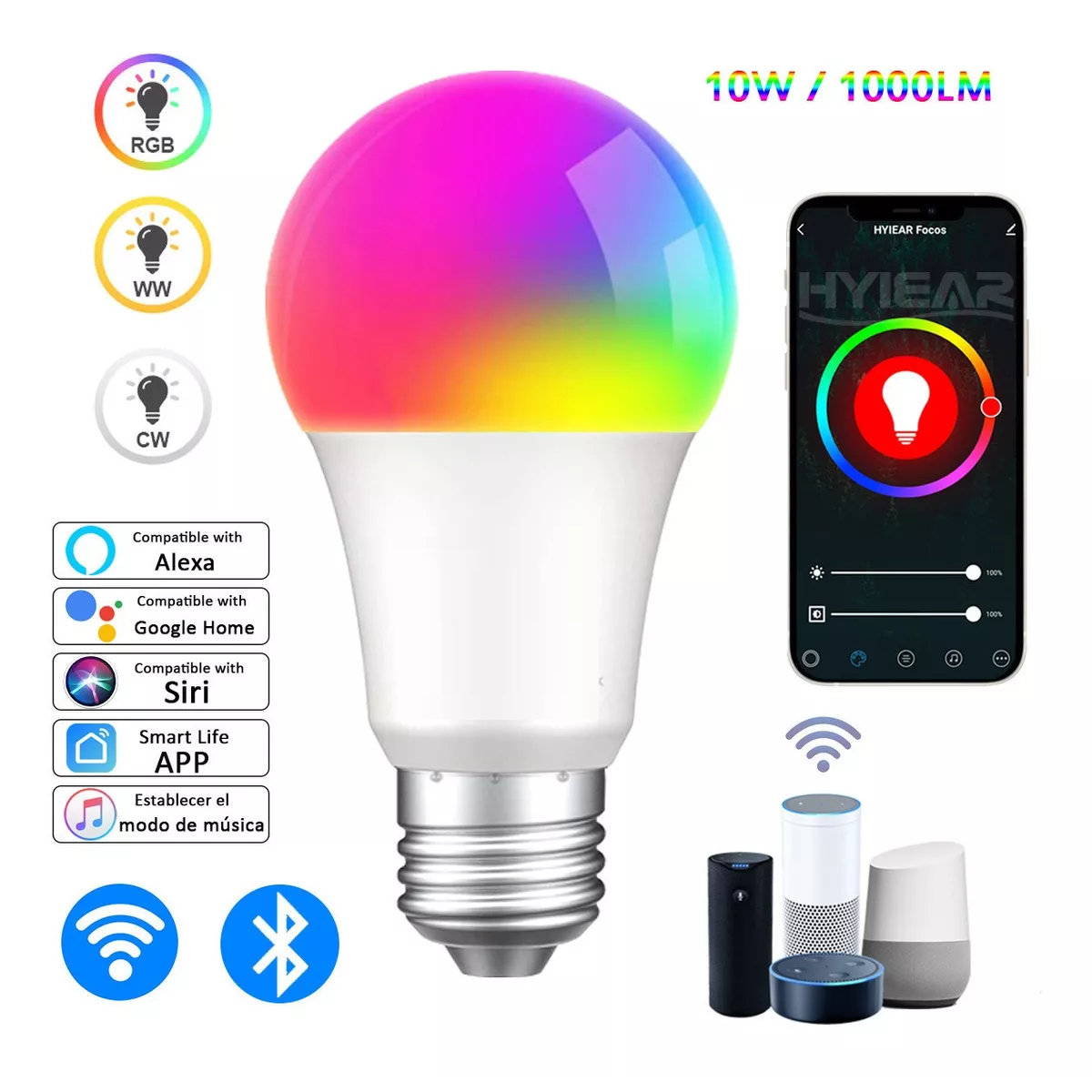 Foto 3 pulgar | Foco Inteligente Wifi Compatible con Siri Alexa Google Home Eo Safe Imports Esi-5228 color Blanco