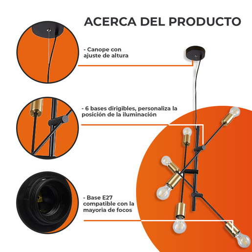 Foto 3 pulgar | Lámpara de Techo Tecnolite color Negro