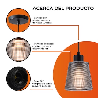 Foto 2 | Colgante de Cristal Tecnolite 60CTL8361MVCH 1.70 m de Altura 60 W Base E27 No Incluye Foco