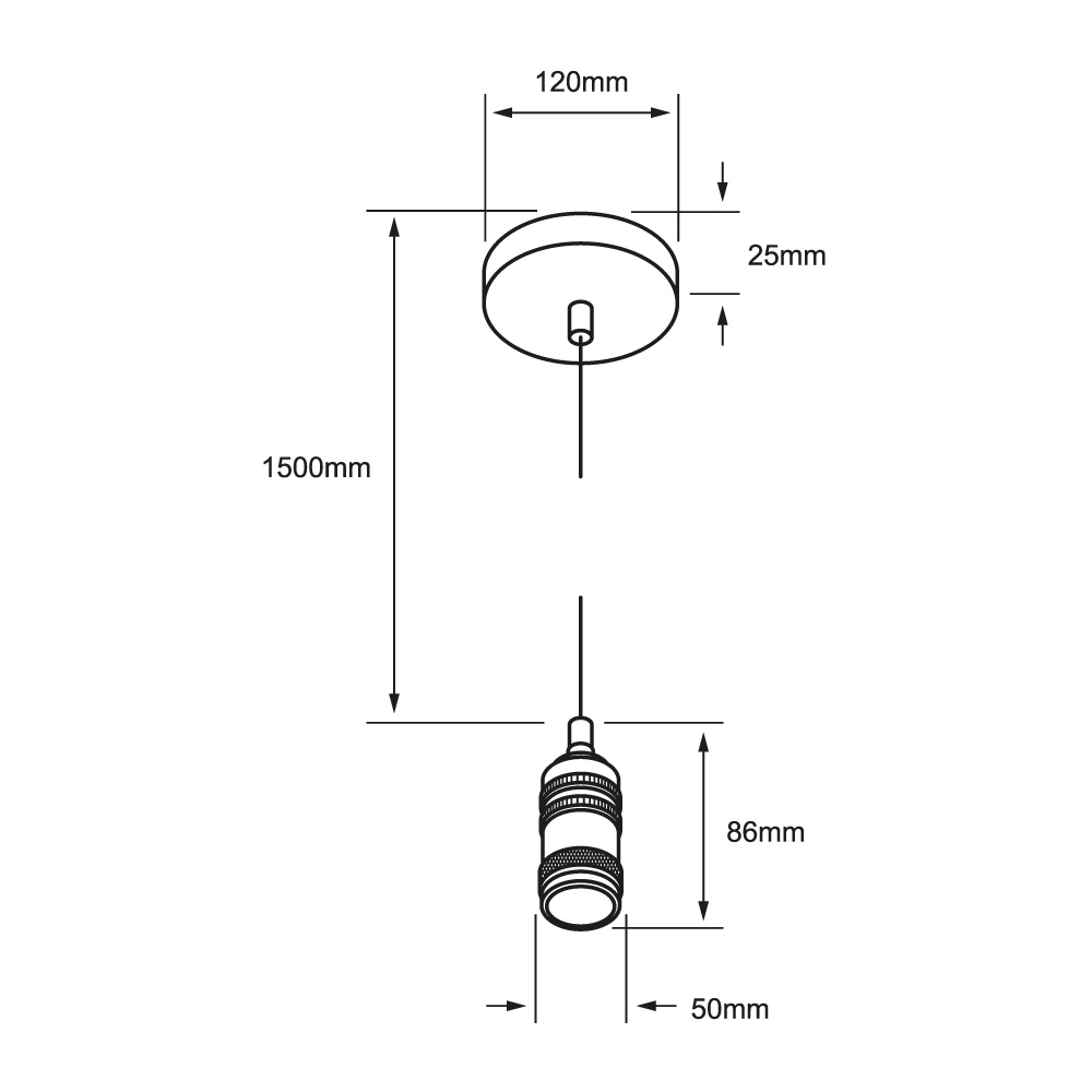 Foto 6 pulgar | Socket Colgante Decorativo Base E27 Tecnolite Cable 1.5 m