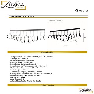 Foto 2 | Lámpara Luxica Lighting Grecia 9922-11 CH Cromo