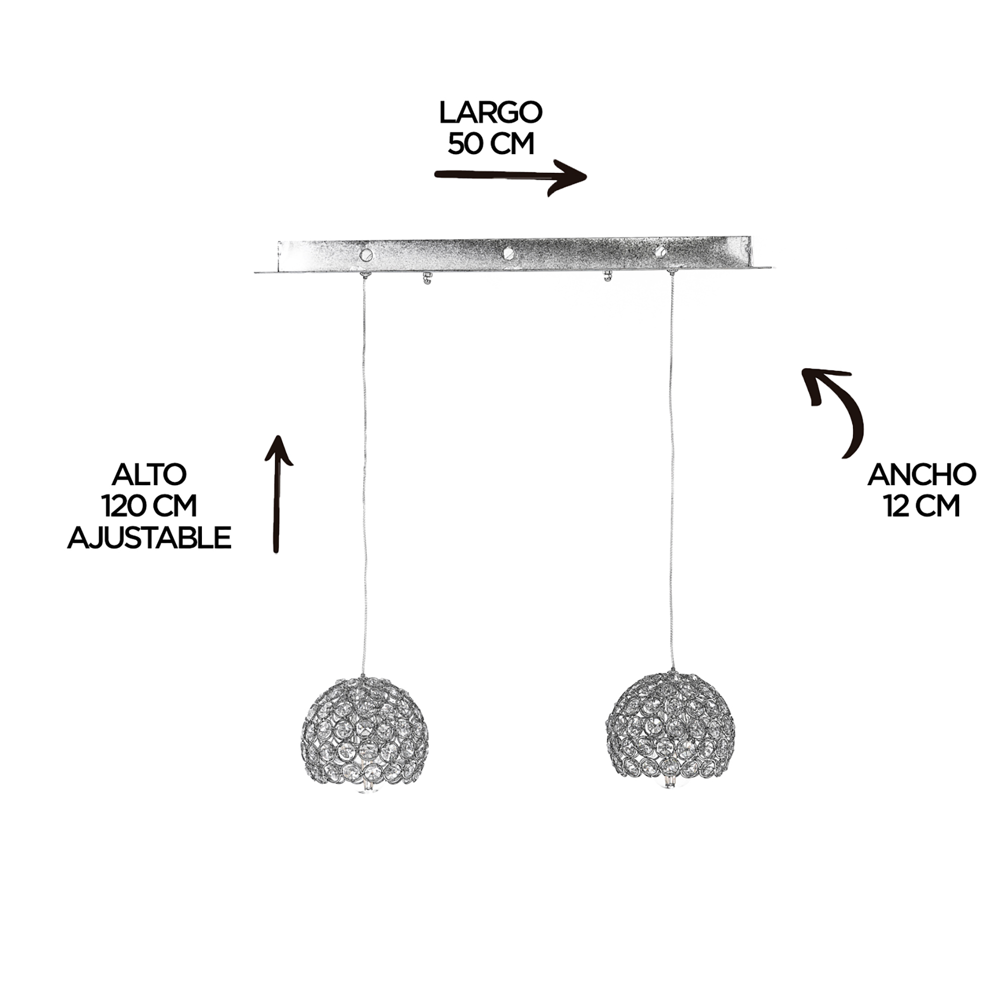 Foto 6 pulgar | Candil 2 Luces Gamalux Globo Cristal Cortado K9 Alto Brillo Gor130/2