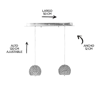 Foto 5 | Candil 2 Luces Gamalux Globo Cristal Cortado K9 Alto Brillo Gor130/2
