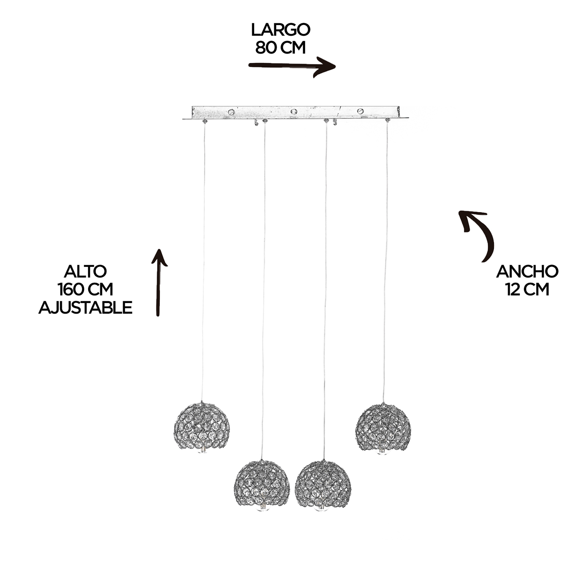 Foto 6 pulgar | Candil 4 Luces Gamalux Globo Cristal Cortado K9 Alto Brillo Gor130/4