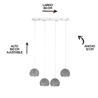 Foto 5 | Candil 4 Luces Gamalux Globo Cristal Cortado K9 Alto Brillo Gor130/4