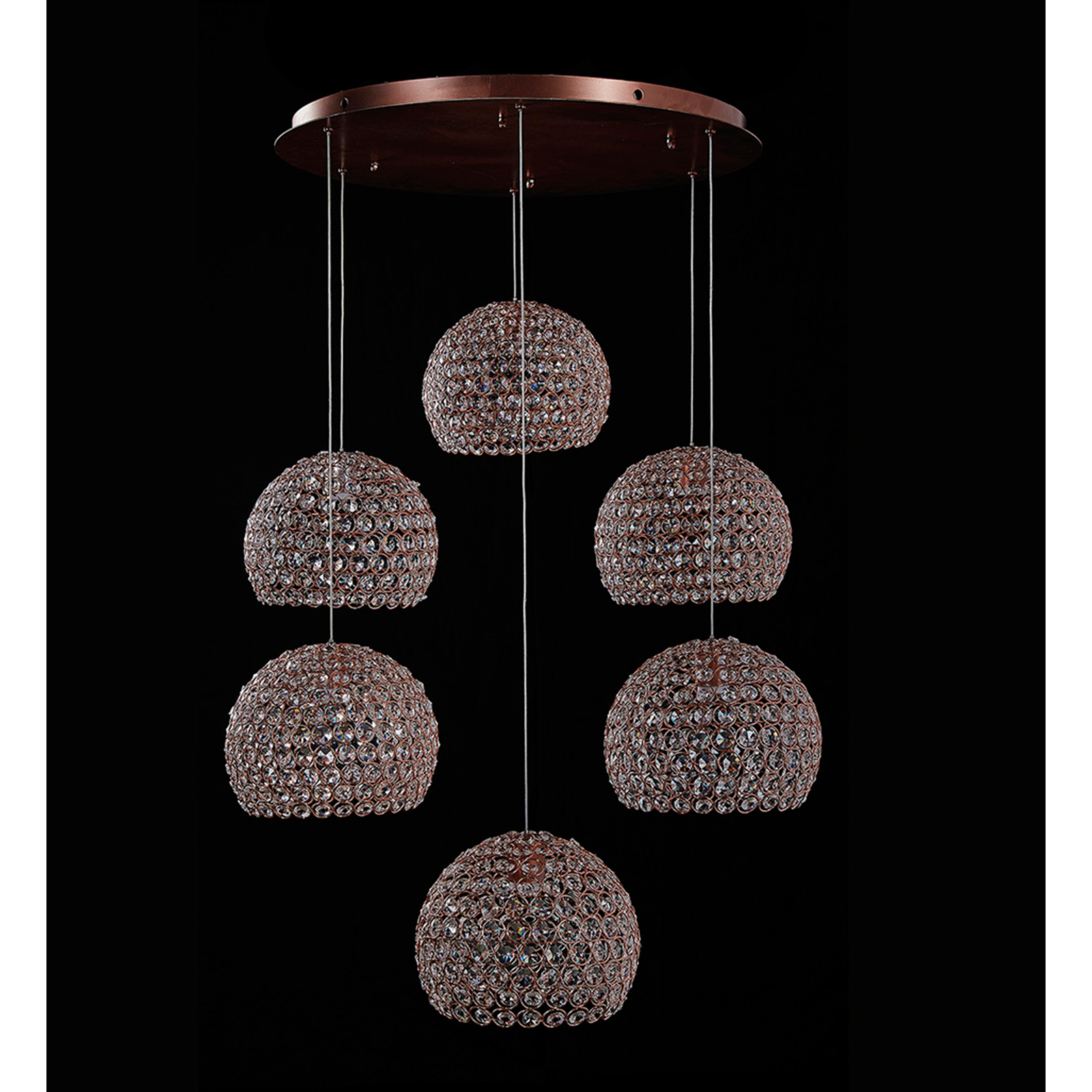Foto 4 pulgar | Candil 6 Luces Gamalux Globo Cristal Cortado K9 Alto Brillo Gor230/6