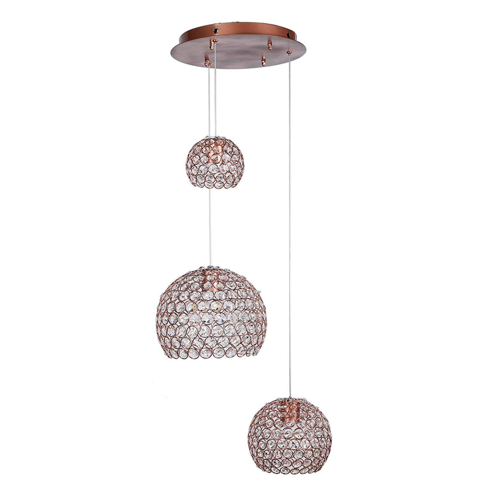 Candil 3 Luces Gamalux Globo Cristal Cortado K9 Alto Brillo Elegante