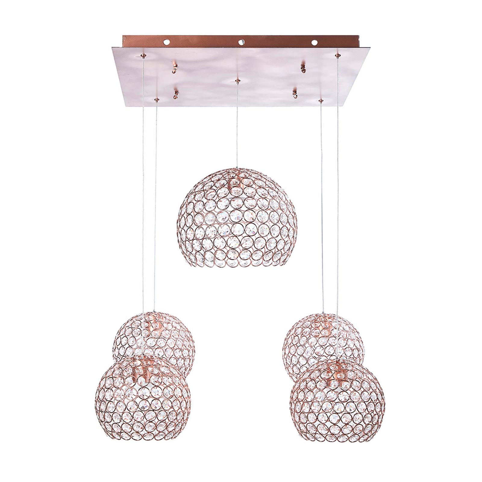 Candil 5 Luces Gamalux Globo Cristal Cortado K9 Alto Brillo Gor1823