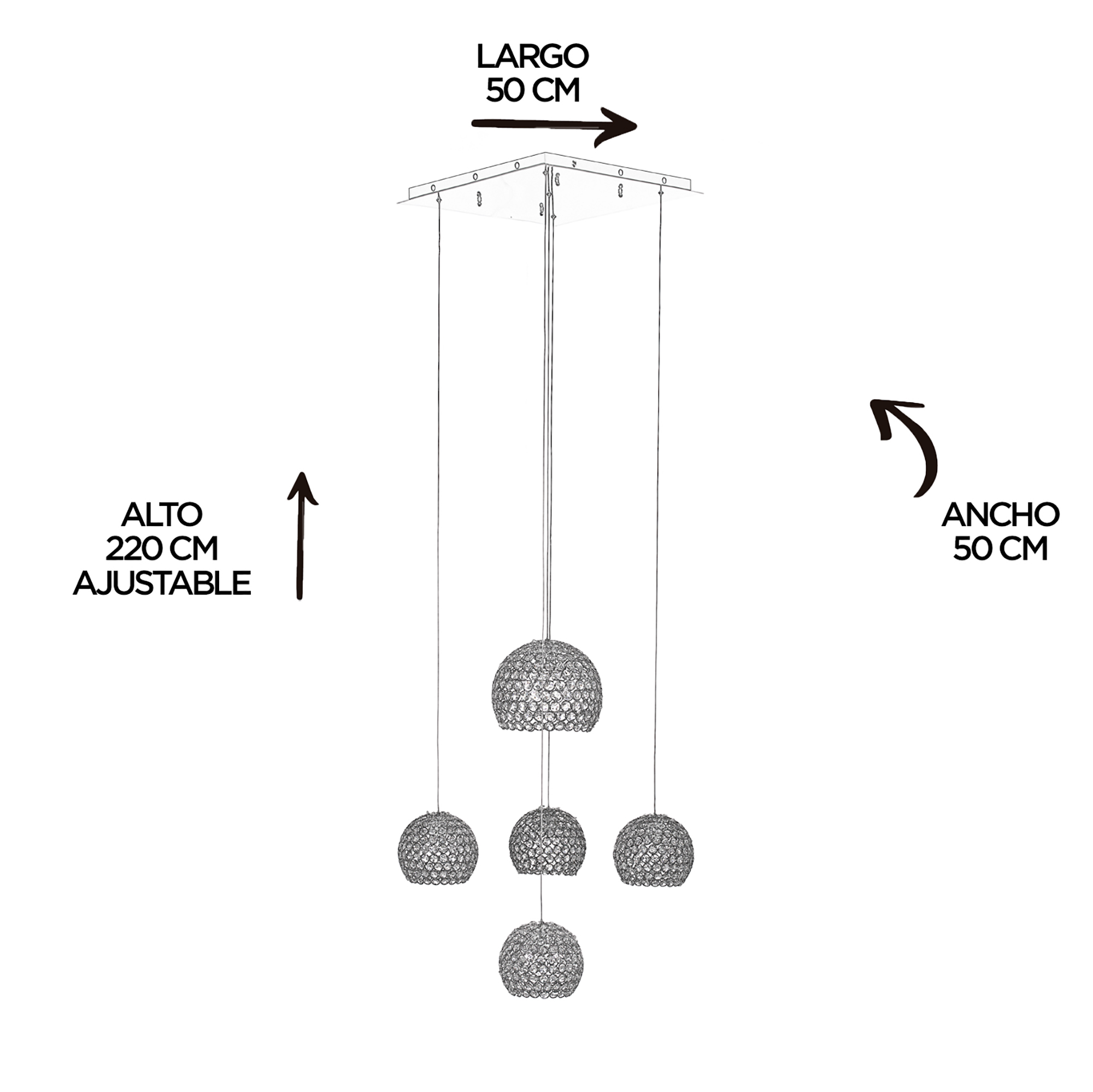 Foto 6 | Candil 5 Luces Gamalux Globo Cristal Cortado K9 Alto Brillo Gor1823