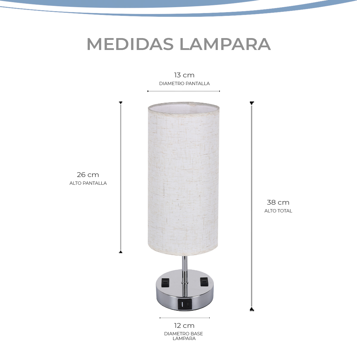 Foto 3 | Set De 2  Lámparas De Buró Táctil Con Puertos De Carga Marca Gravita