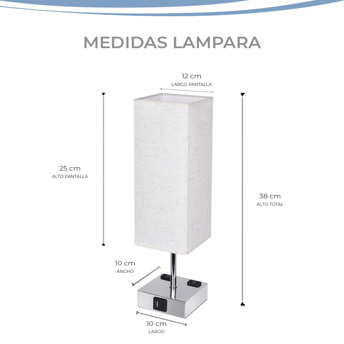 Foto 4 | Set De 2  Lámparas De Buró Táctil Con Puertos De Carga Marca Gravita