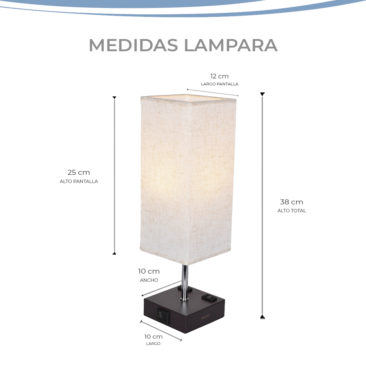 Foto 4 | Set De 2  Lámparas De Buró Táctil Con Puertos De Carga Marca Gravita