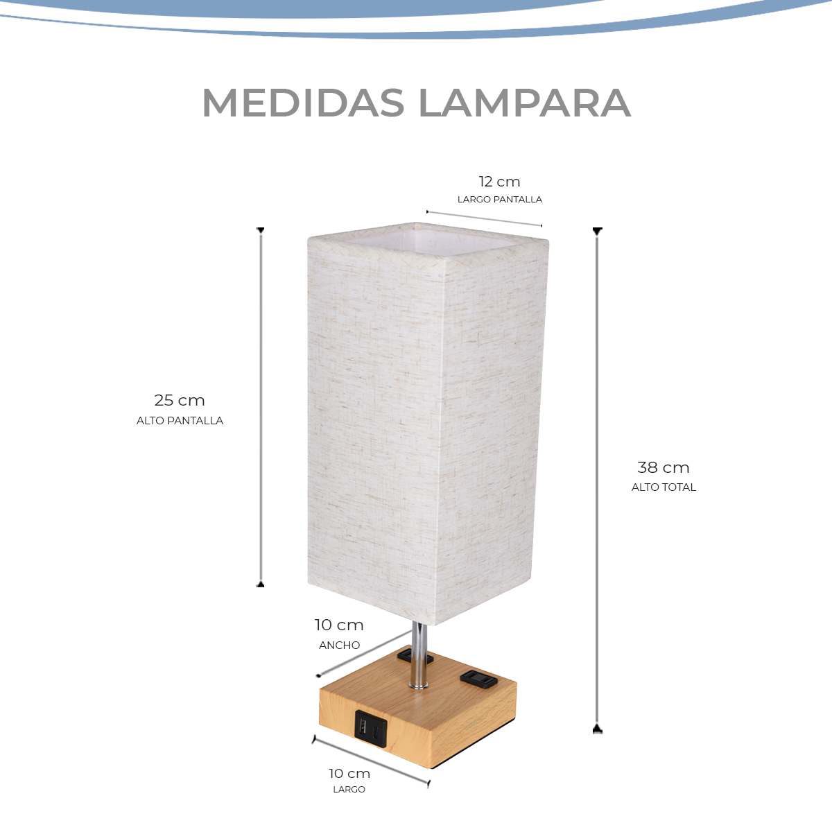 Foto 4 | Set De 2  Lámparas De Buró Táctil Con Puertos De Carga Marca Gravita