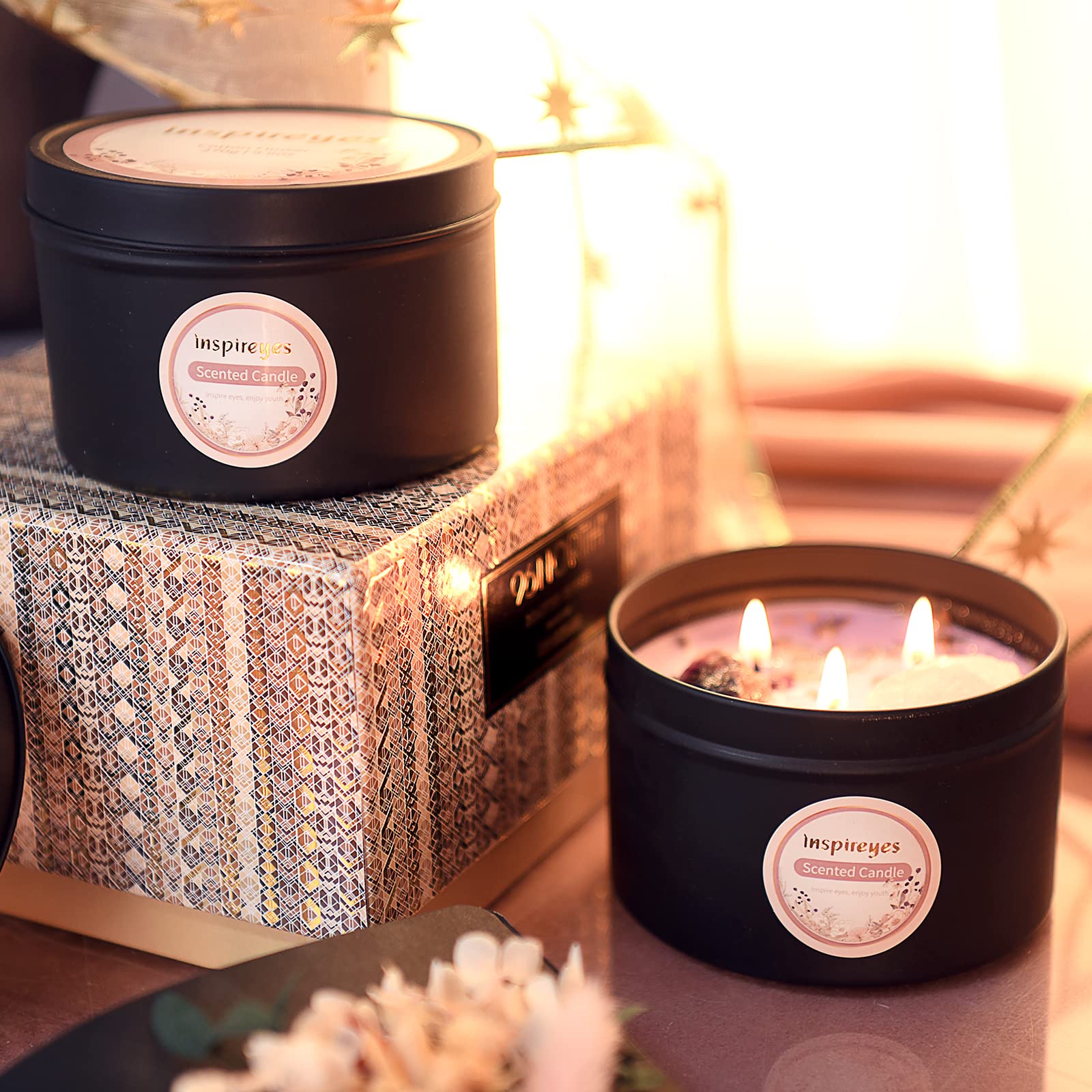 Foto 5 pulgar | Set De Velas Aromáticas Inspieyes, 550 Ml, Cera De Soja Con Cristal - Venta Internacional.
