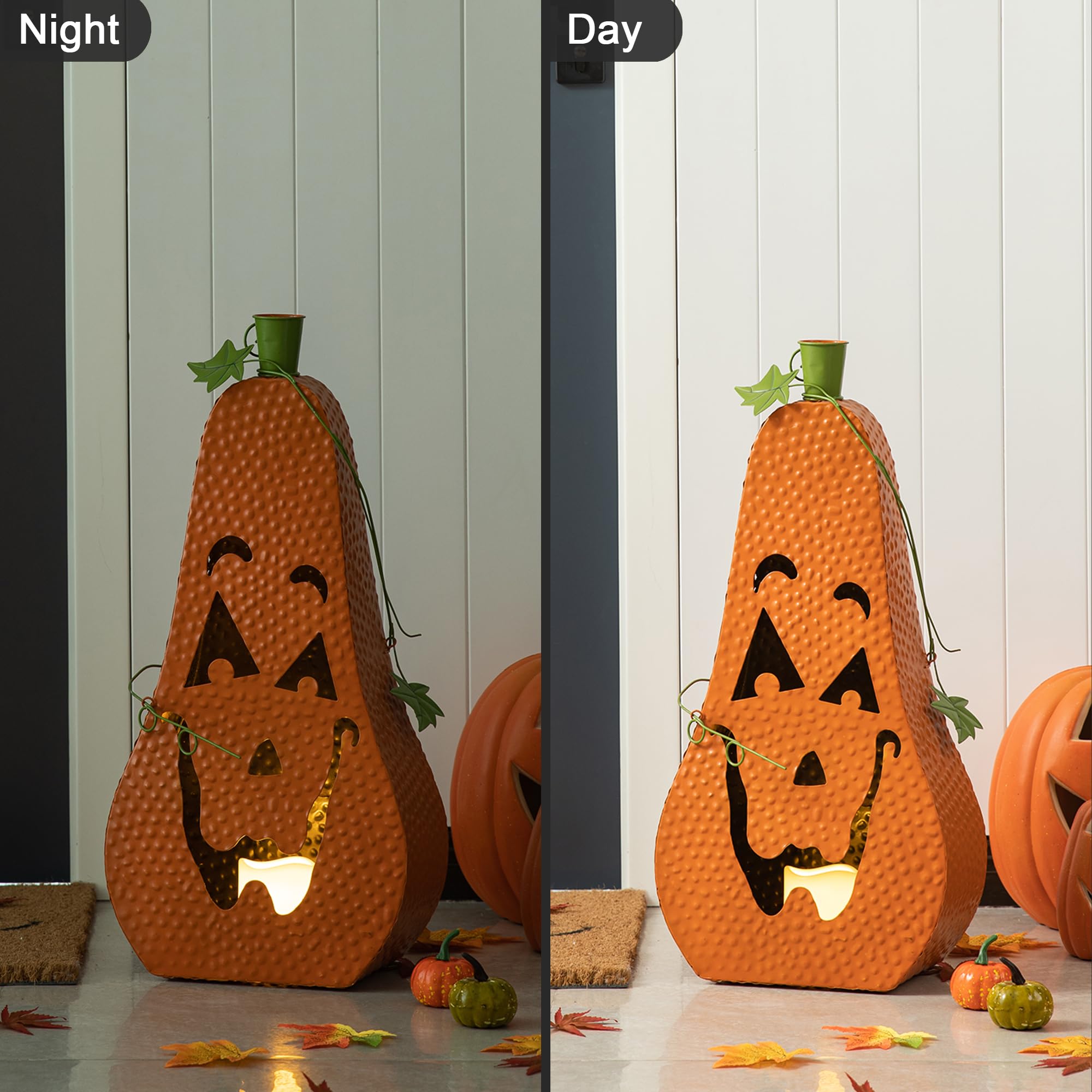 Foto 7 pulgar | Farol Jack O De Metal Con Forma De Calabaza Para Halloween, 23,62 Cm, Con Purpurina Led - Venta Internacional.