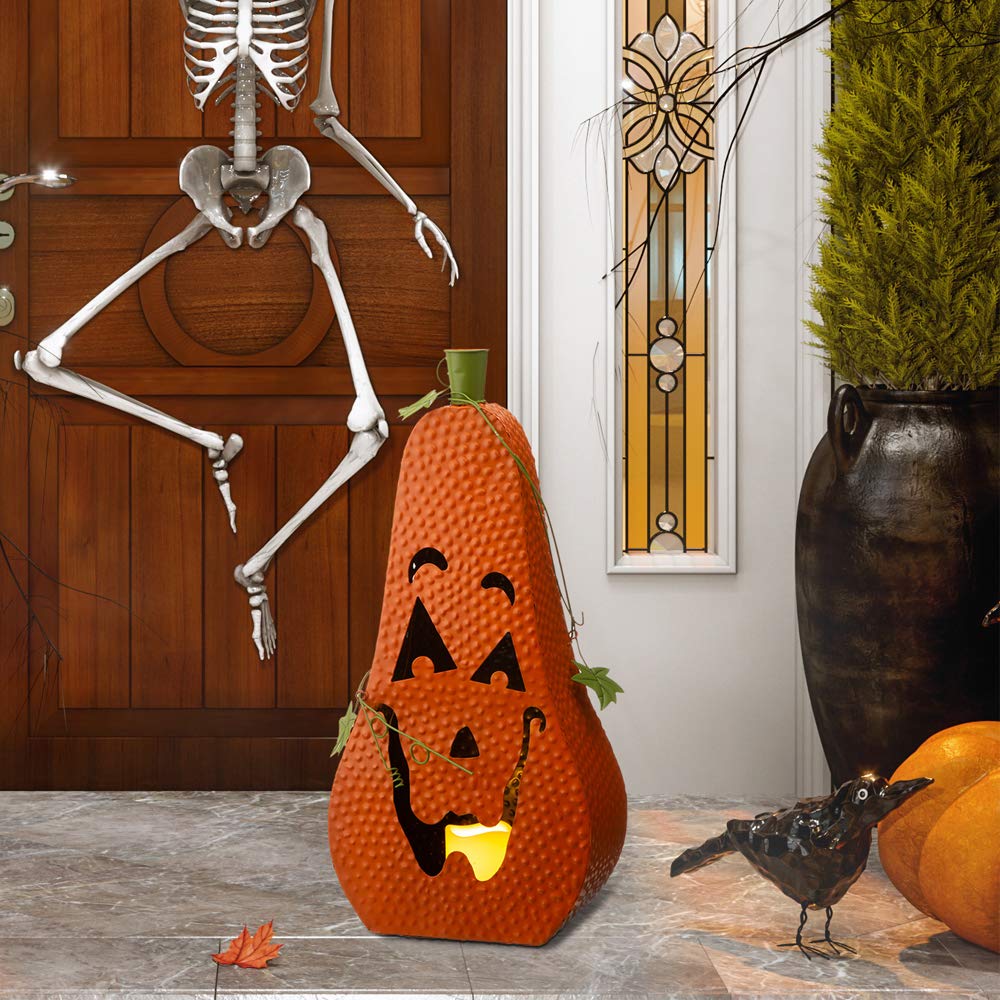 Foto 8 pulgar | Farol Jack O De Metal Con Forma De Calabaza Para Halloween, 23,62 Cm, Con Purpurina Led - Venta Internacional.