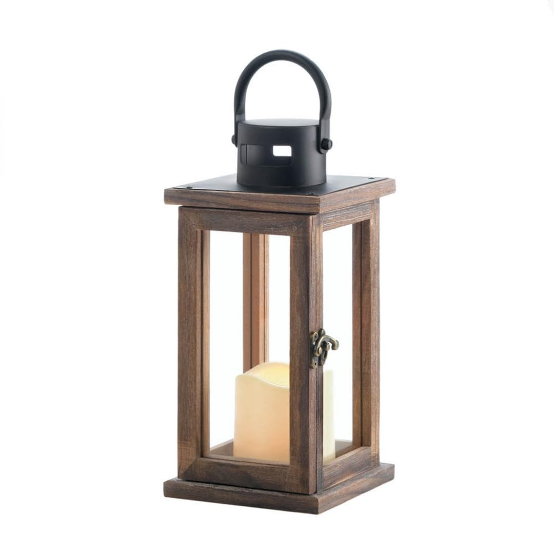 Foto 2 pulgar | Farol Tipo Vela Zingz & Thingz Lodge, 27 Cm De Alto, Madera, Con Led - Venta Internacional.