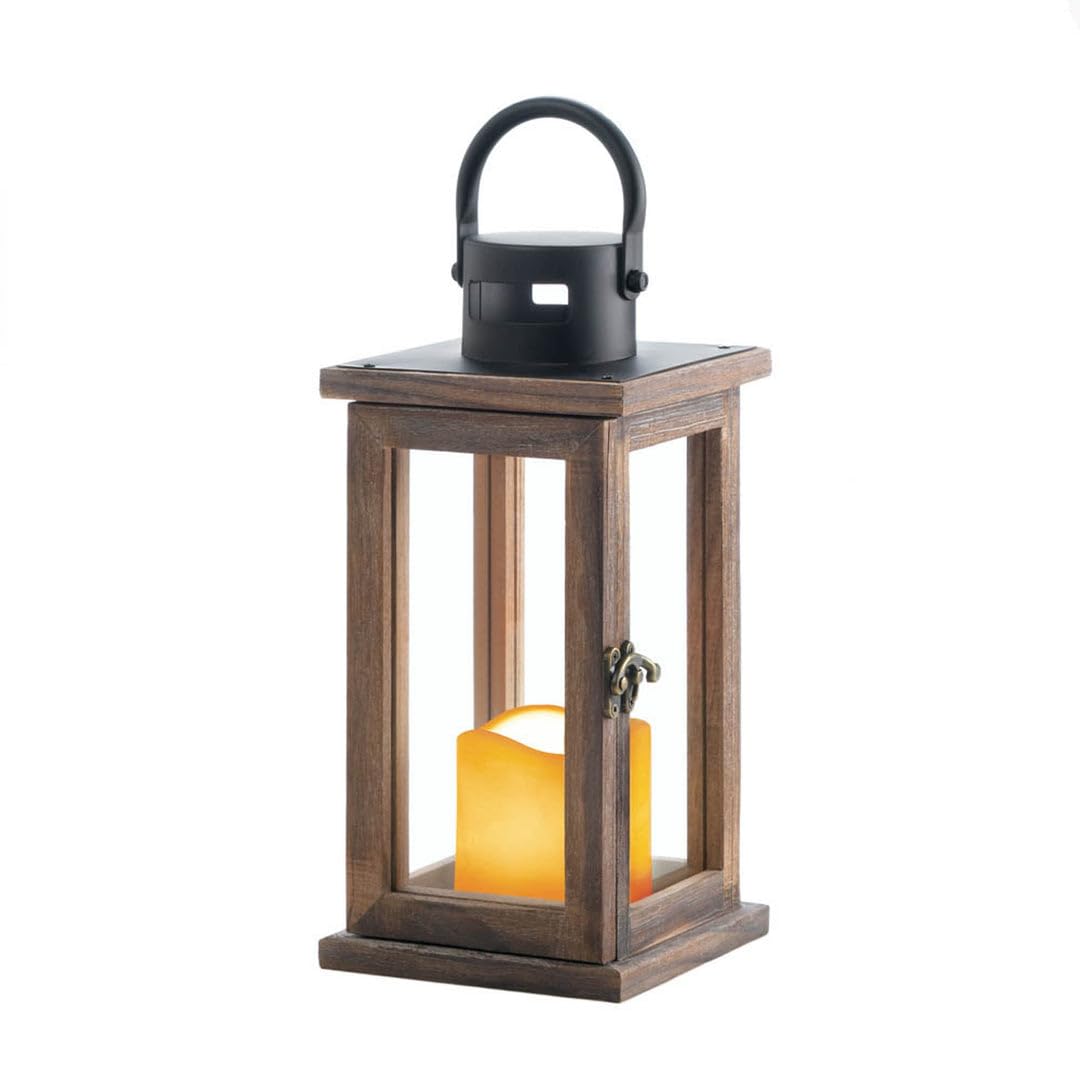 Foto 3 pulgar | Farol Tipo Vela Zingz & Thingz Lodge, 27 Cm De Alto, Madera, Con Led - Venta Internacional.