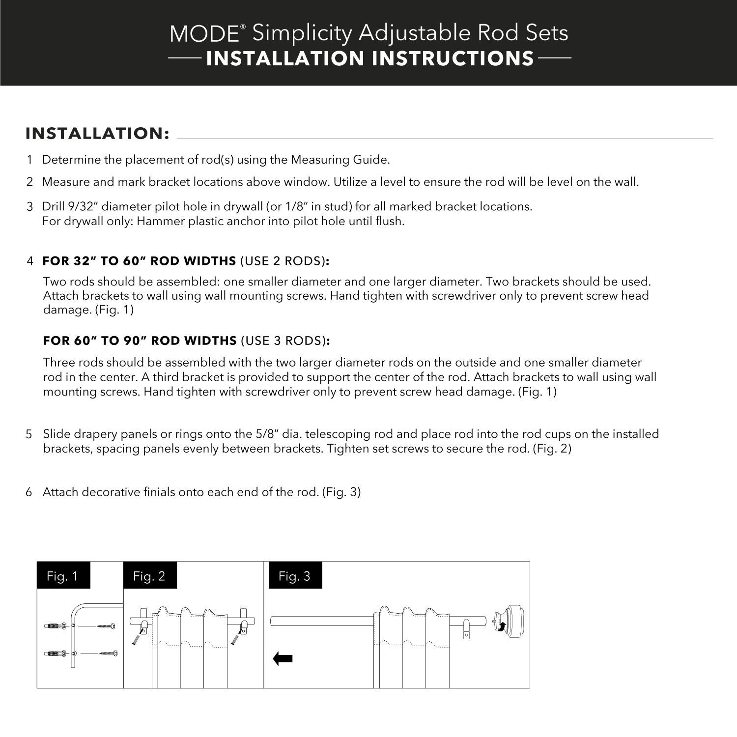 Foto 7 | Juego De Barras Para Cortinas Mode Simplicity Collection De 5/8 Pulgadas Con Remates - Venta Internacional.