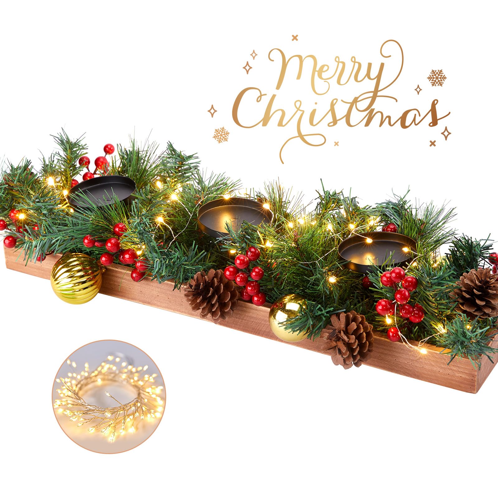 Foto 3 pulgar | Candelabro Navideño Brightown Caja Plegable de Madera - Venta Internacional