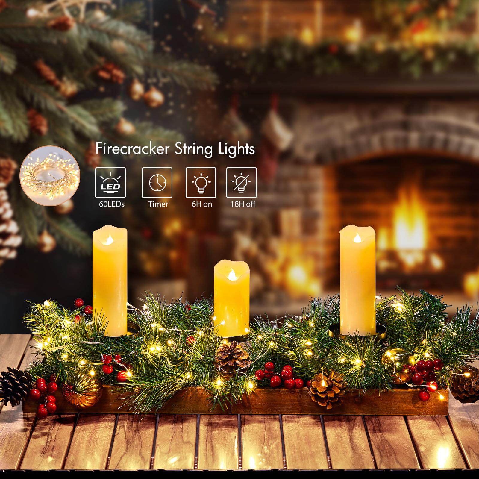 Foto 4 | Candelabro Navideño Brightown Caja Plegable de Madera - Venta Internacional
