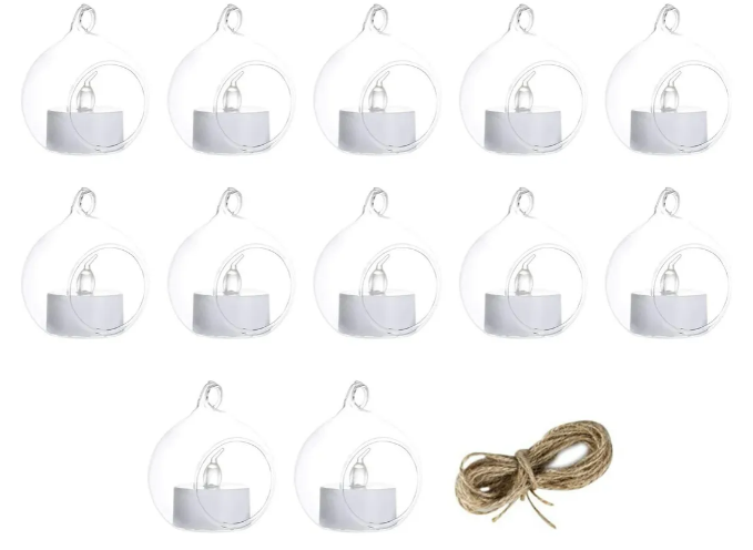 Foto 1 | Xtellar Set De 12 Elegantes Portavelas Colgantes En Cristal De 6cm
