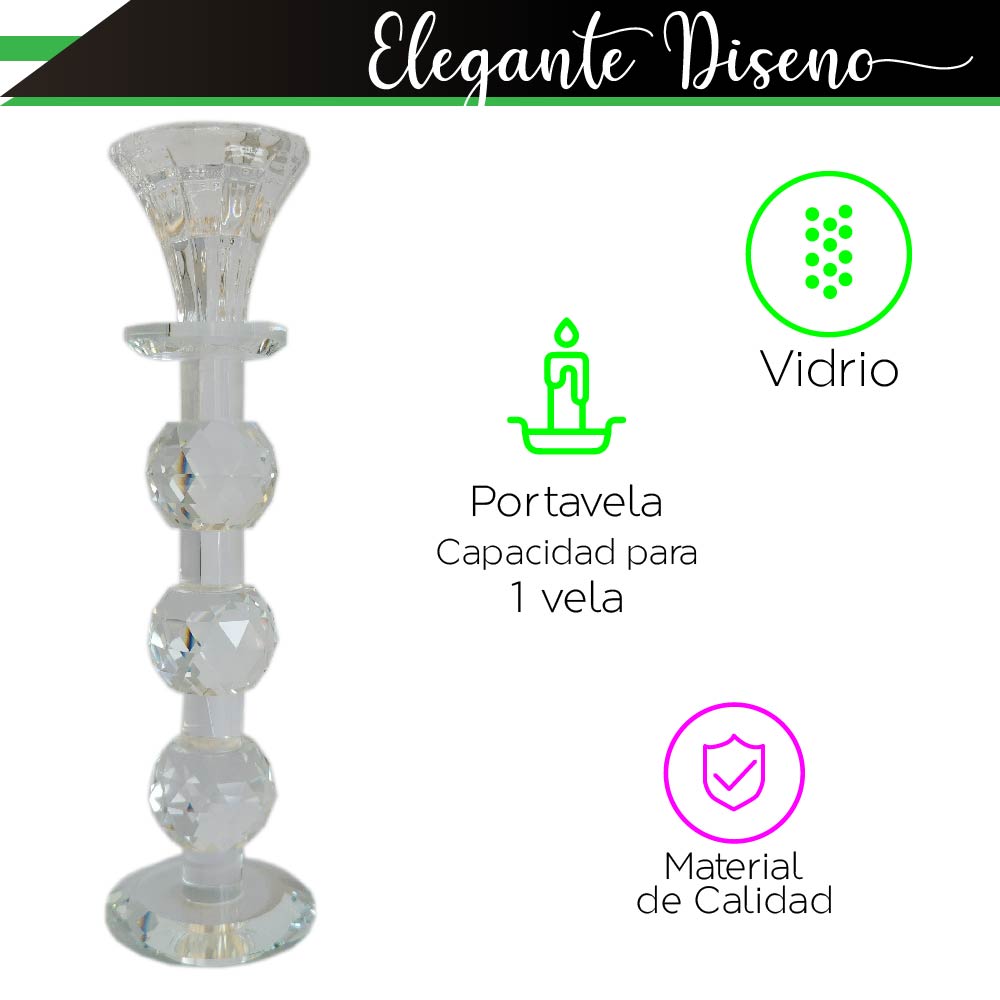 Foto 4 pulgar | Hermoso Portavela De Cristal Candelabro Individual De Cristal