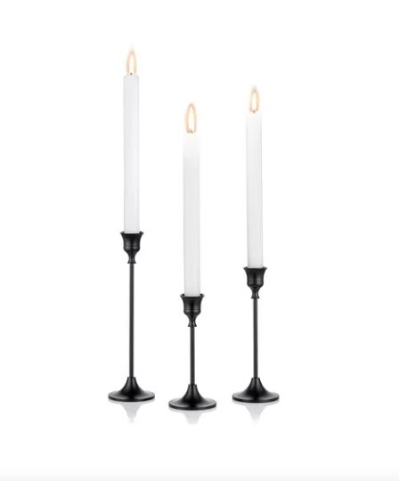 Candelabros De  Mesa Metalico 3pc, Color Negro