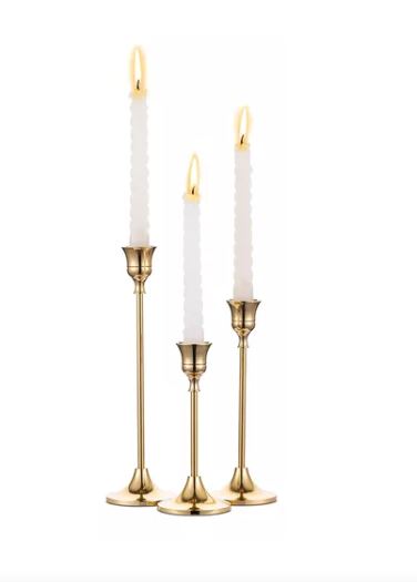 Foto 2 pulgar | Candelabros De  Mesa Metalico 3pc, Color Dorado