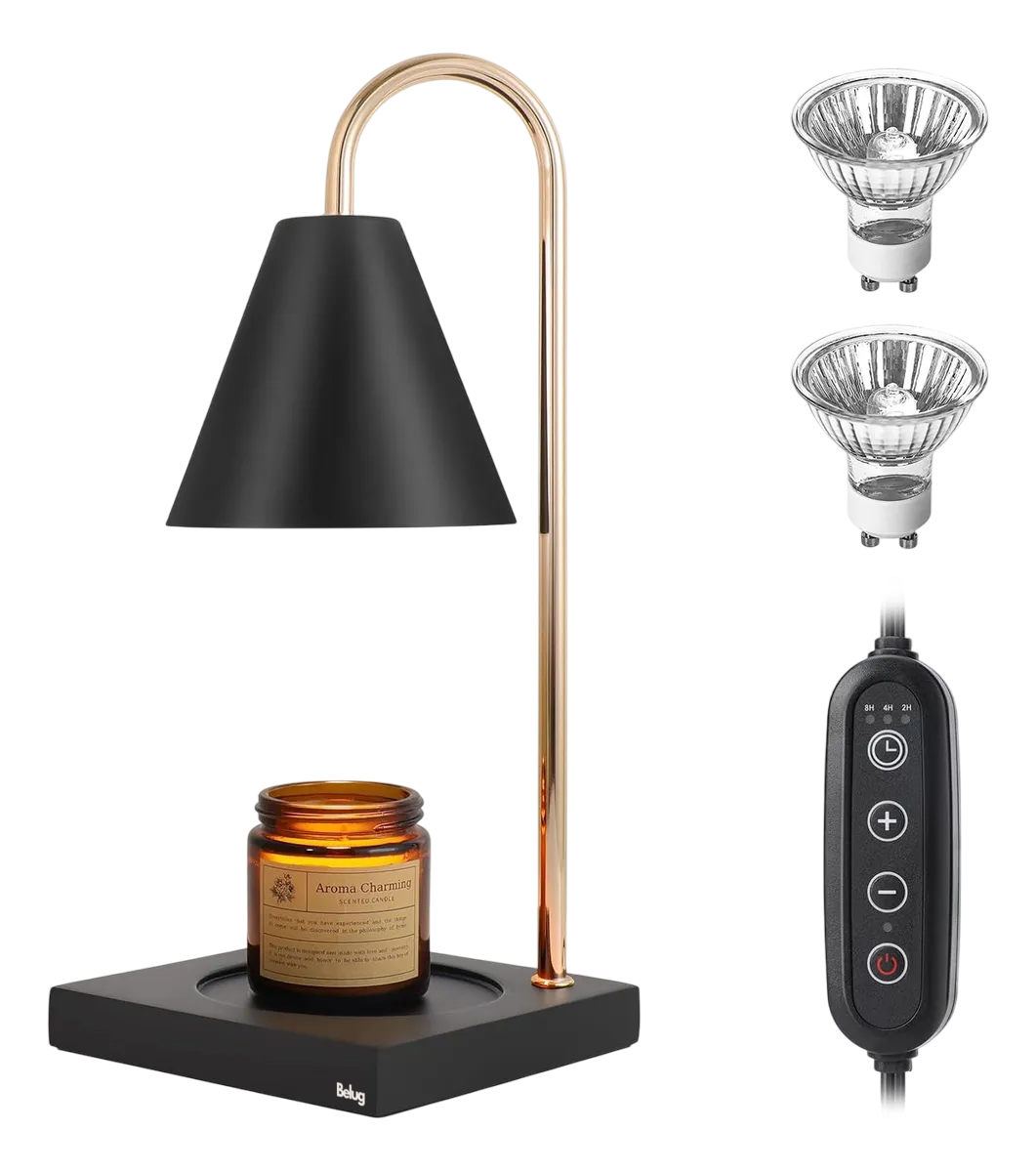 Calentadoras De Velas Belug  Decorar Difusor De Aromas 2 Bombillas Negro Dorado