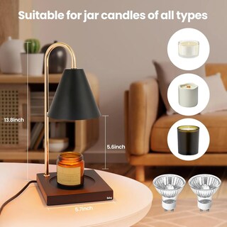 Foto 4 | Calentadoras De Velas Belug Decorar Difusor De Aromas 2 Bombillas Negro Dorado
