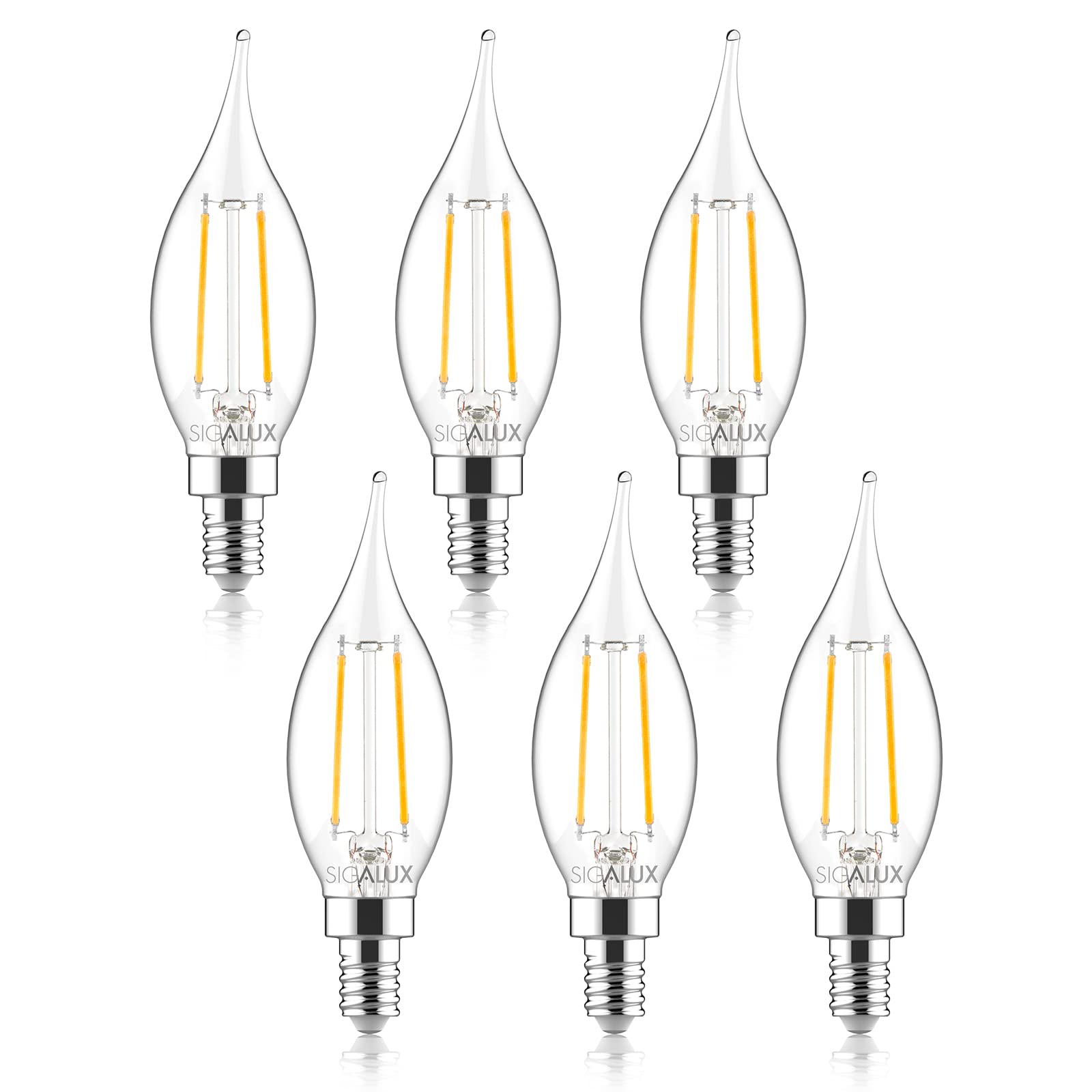 Foto 1 | Bombilla Led Sigalux E12  Candelabro  4 W  2700 K  Regulable  300 Lm  Paquete De 6 - Venta Internacional.