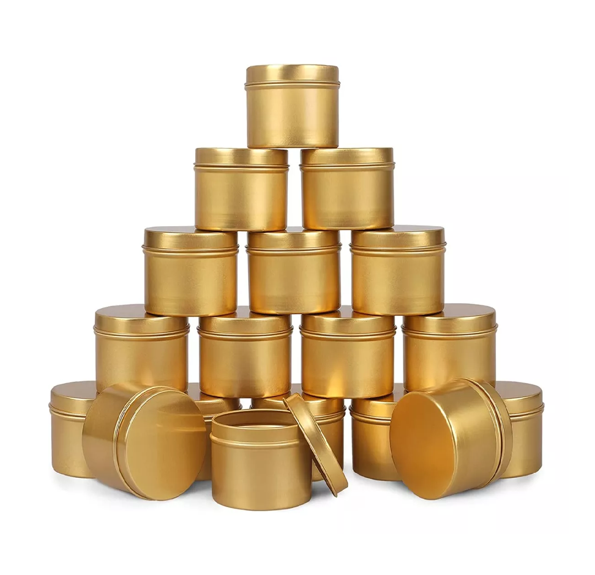 Latas Redondas de Aluminio Belug Para Velas 4 oz 24 Piezas Dorado