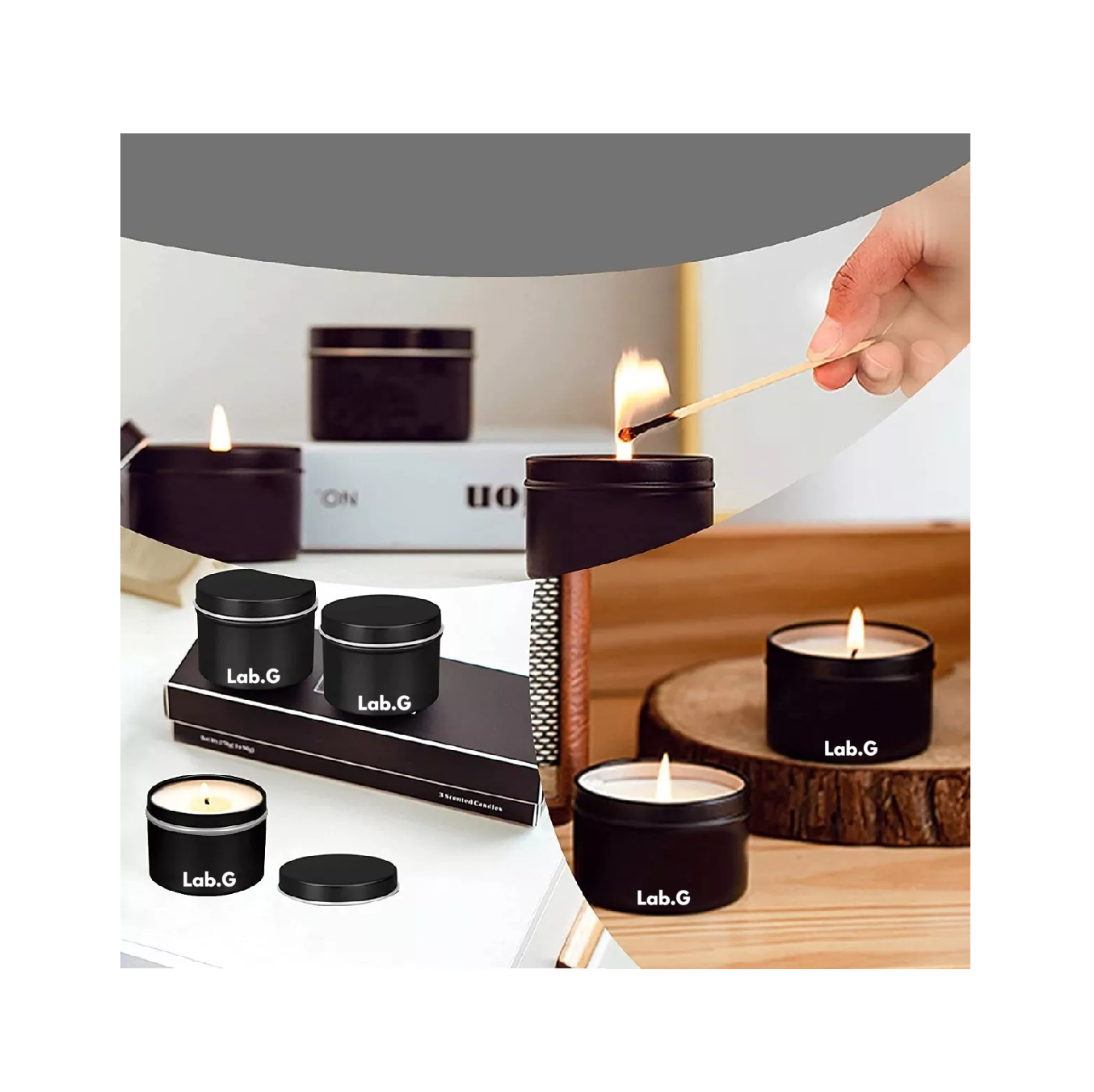 Foto 4 pulgar | Latas Redondas De Aluminio Para Velas Lab.g, 4oz 24 Piezas Negras