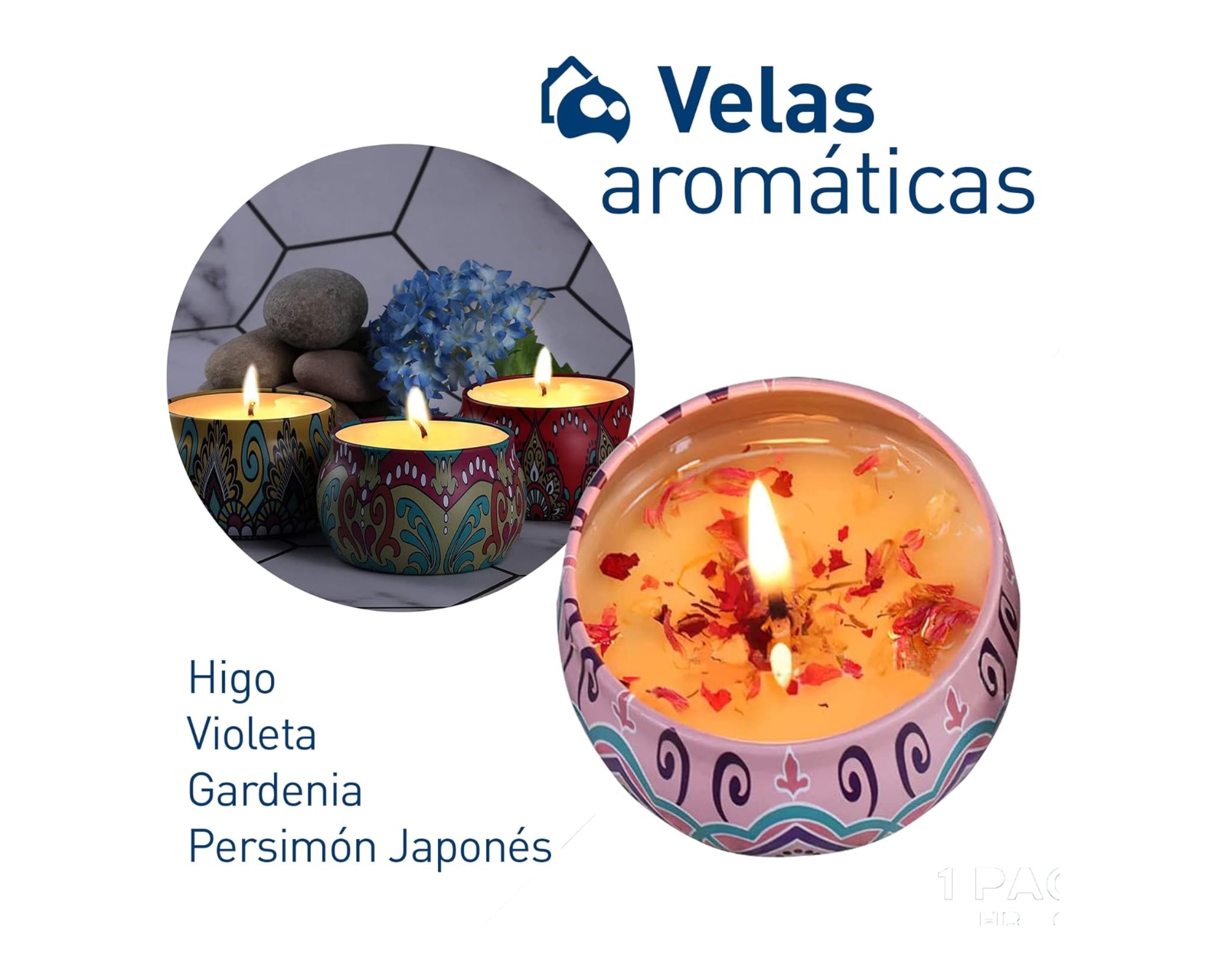 Foto 3 pulgar | Set de Velas Bluelander CBHH-0082 de Cera de Soya Olor Higo Gardenia Violeta y Persimón Japonés Contenedor Reutilizable