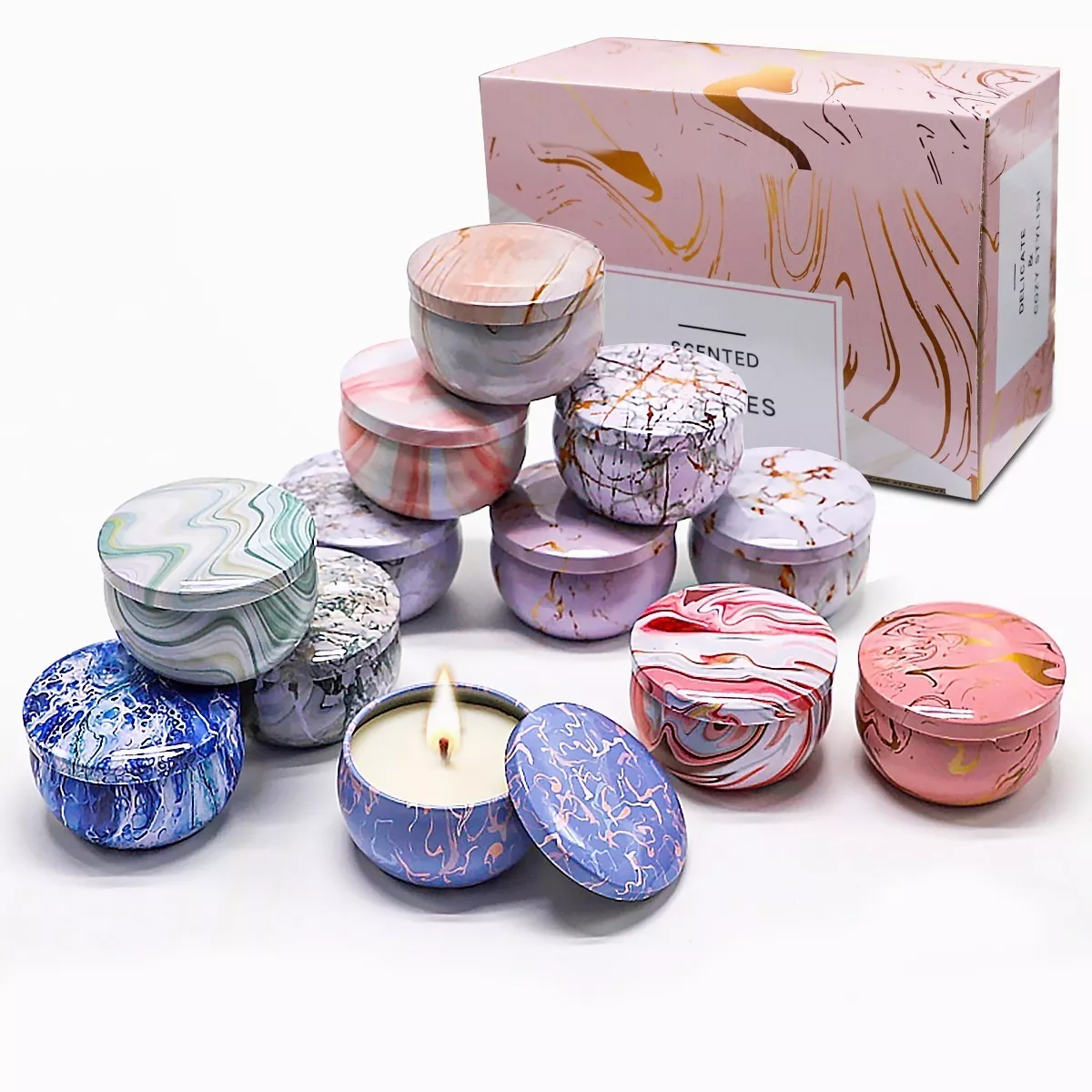 Foto 4 | Velas Aromáticas de Cera de Soja Belug Multicolor 12 Piezas