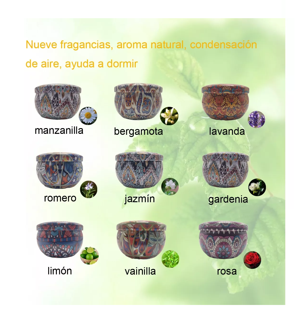 Foto 4 pulgar | Vela de Aromaterapia 9 Piezas Velas Aromáticas Cera de Soja