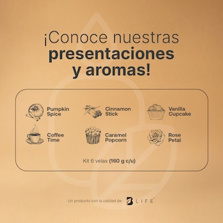 Foto 6 | Kit 6 Velas de Soya Harmony Fusion B Life con Aromas Especiales Duración 32 Hrs
