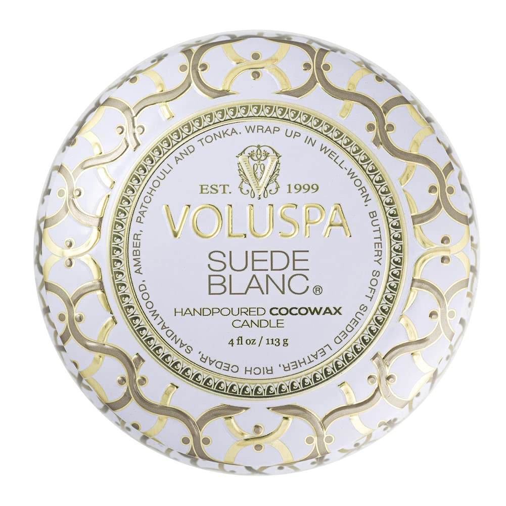 Lata Pequeña Candle Voluspa Suede Blanc - Venta Internacional.