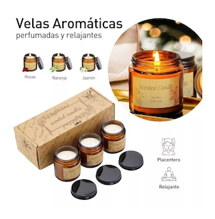 Foto 2 | 3 Velas Aromáticas Decorativas Lab.g 100% Soya Aromaterapia 3.5oz Rosas, Naranja, Jazmín