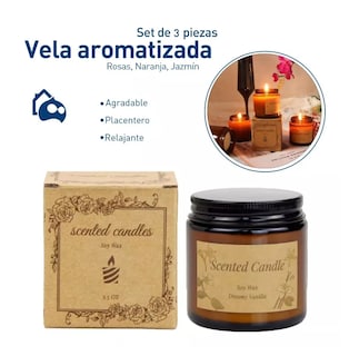 Foto 3 | 3 Velas Aromáticas Decorativas Lab.g 100% Soya Aromaterapia 3.5oz Rosas, Naranja, Jazmín
