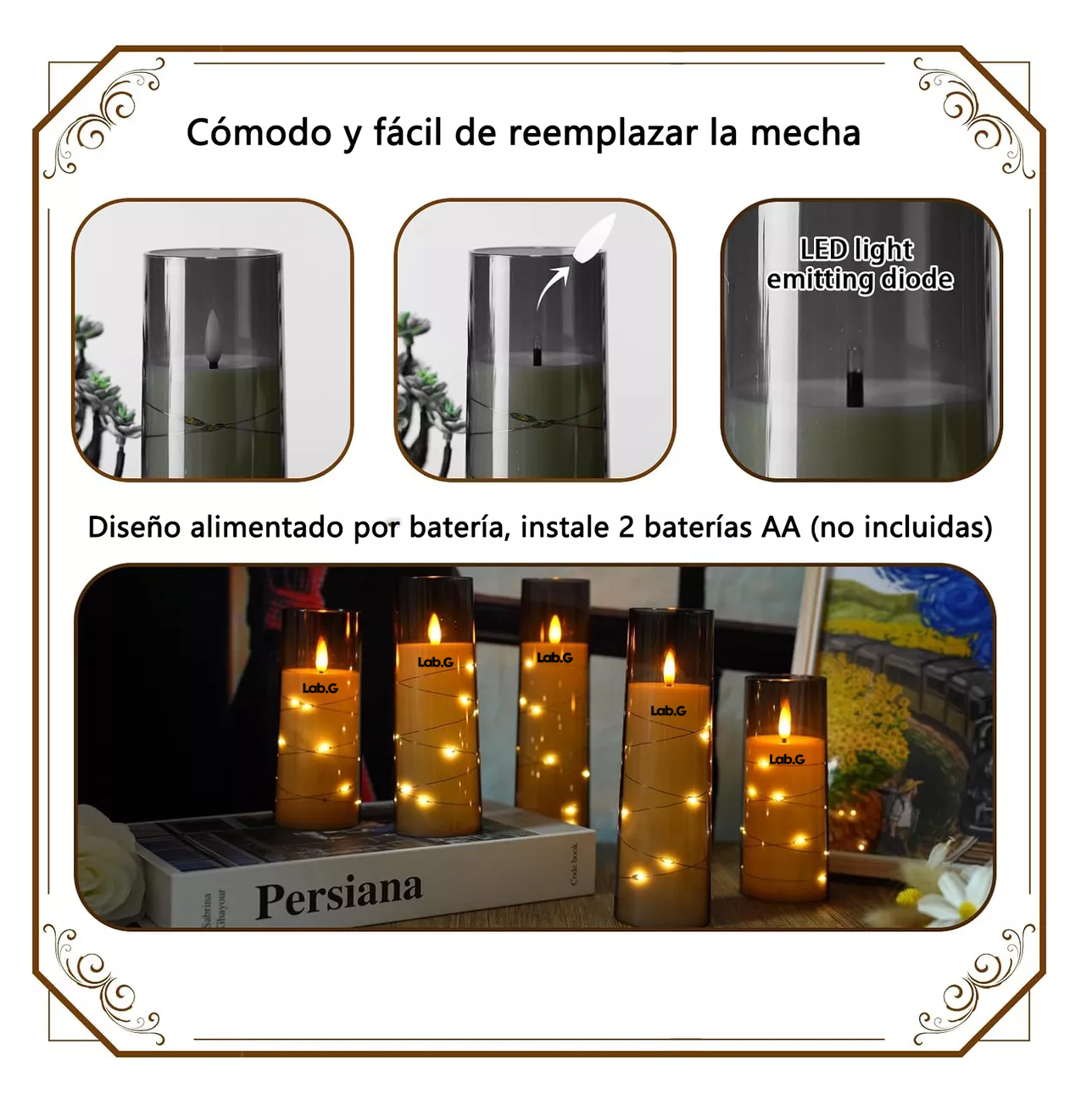 Foto 6 pulgar | Velas Eléctricas Led 5.5cm Contral Remoto Flama Realista 5 Pzas, Gris