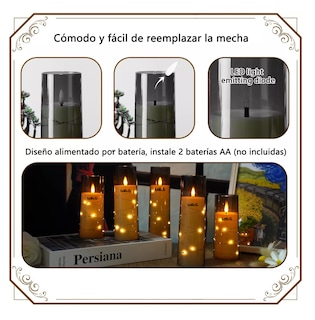 Foto 5 | Velas Eléctricas Led 5.5cm Contral Remoto Flama Realista 5 Pzas, Gris