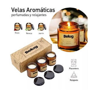 Foto 3 | 3 Velas Aromáticas Decorativas 100% Soya Aromaterapia 3.5oz Rosas, Naranja, Jazmín, Belug Multicolor