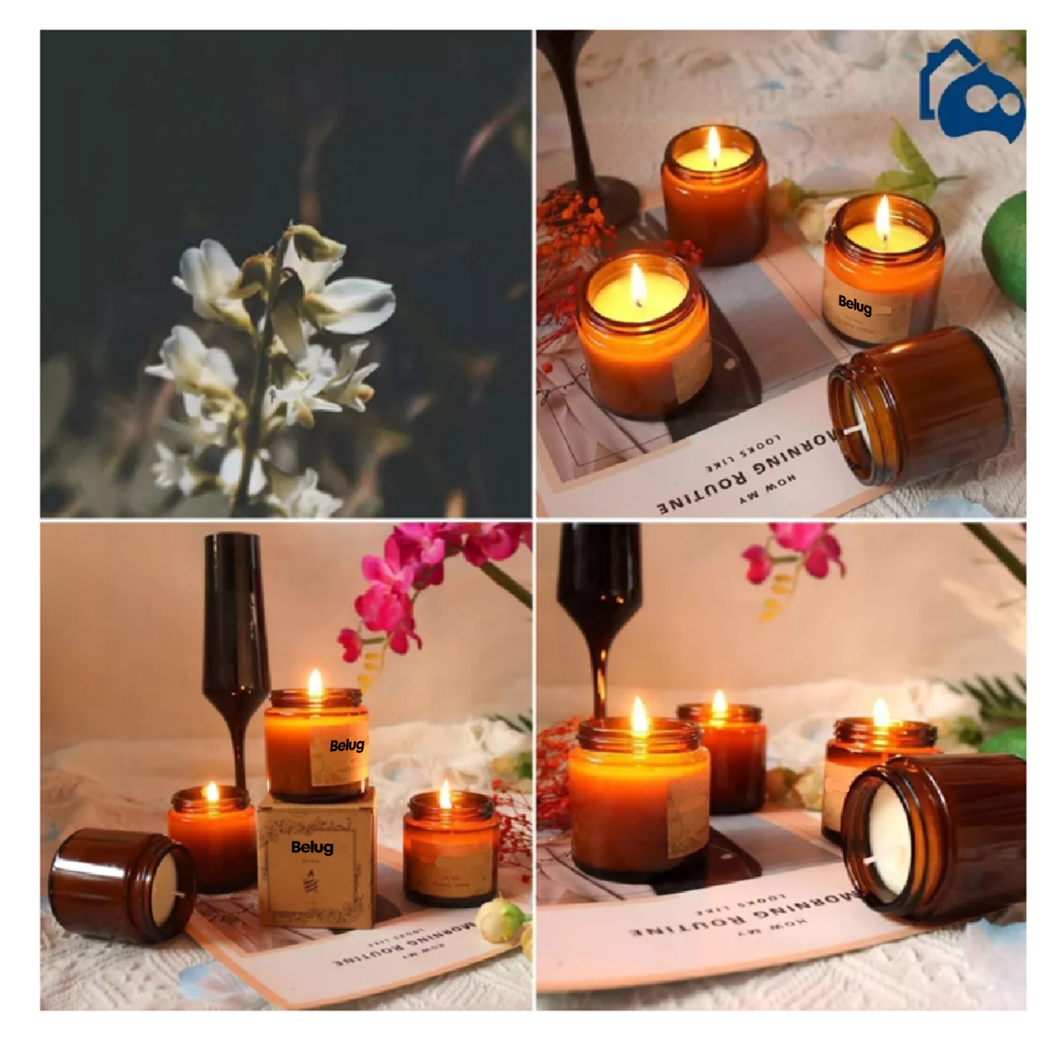 Foto 5 | 3 Velas Aromáticas Decorativas 100% Soya Aromaterapia 3.5oz Rosas, Naranja, Jazmín, Belug Multicolor