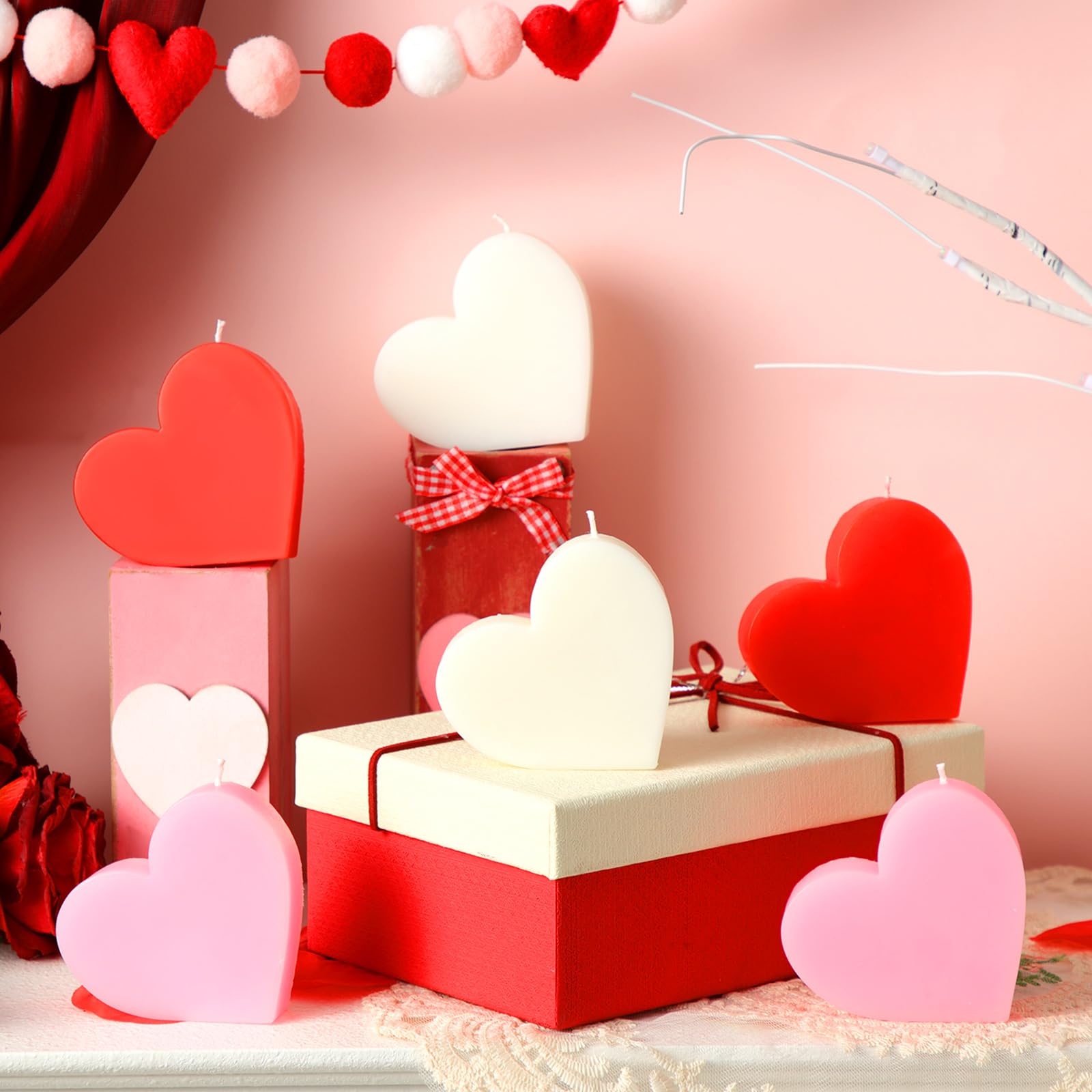 Foto 1 | Velas Aromáticas Mtlee, Velas De Soja En Forma De Corazón, Juego De 6 - Venta Internacional.