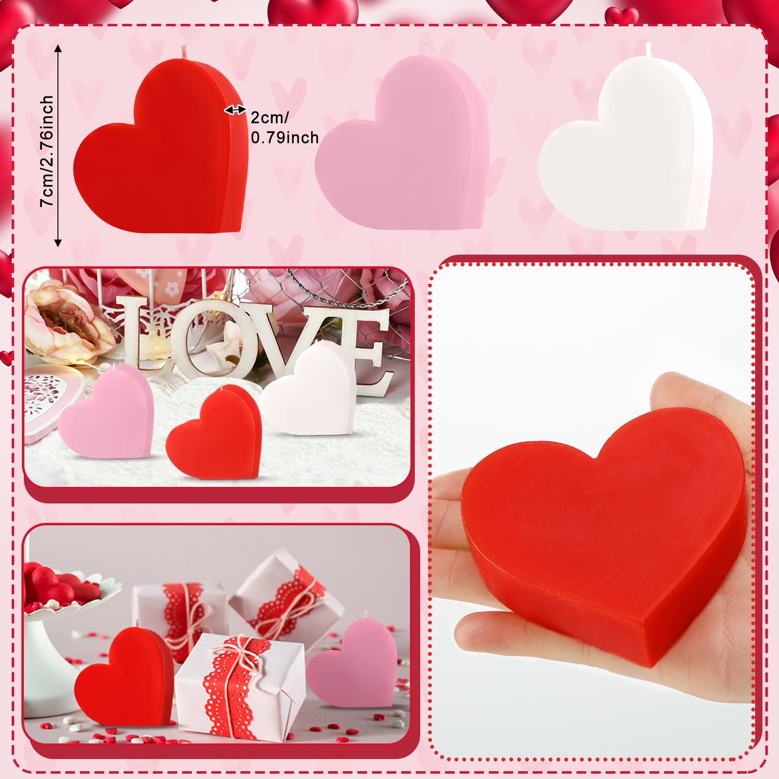 Foto 2 | Velas Aromáticas Mtlee, Velas De Soja En Forma De Corazón, Juego De 6 - Venta Internacional.